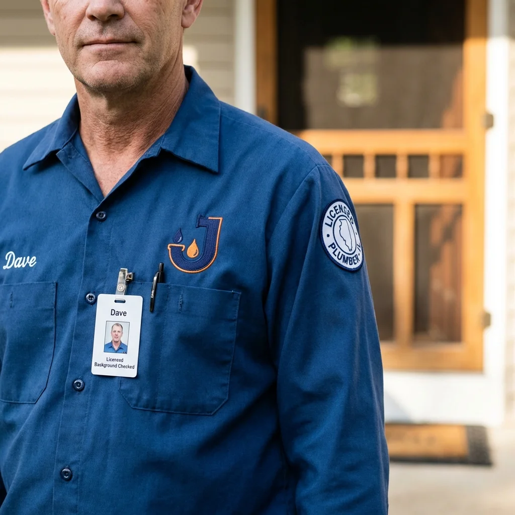 Licensed plumber showing ID badge in Waynesboro, PA