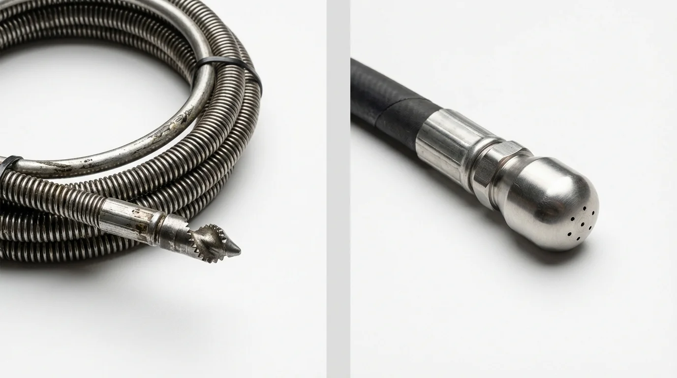 Drain snake cable and hydro jetting nozzle used for drain cleaning in Waynesboro, PA