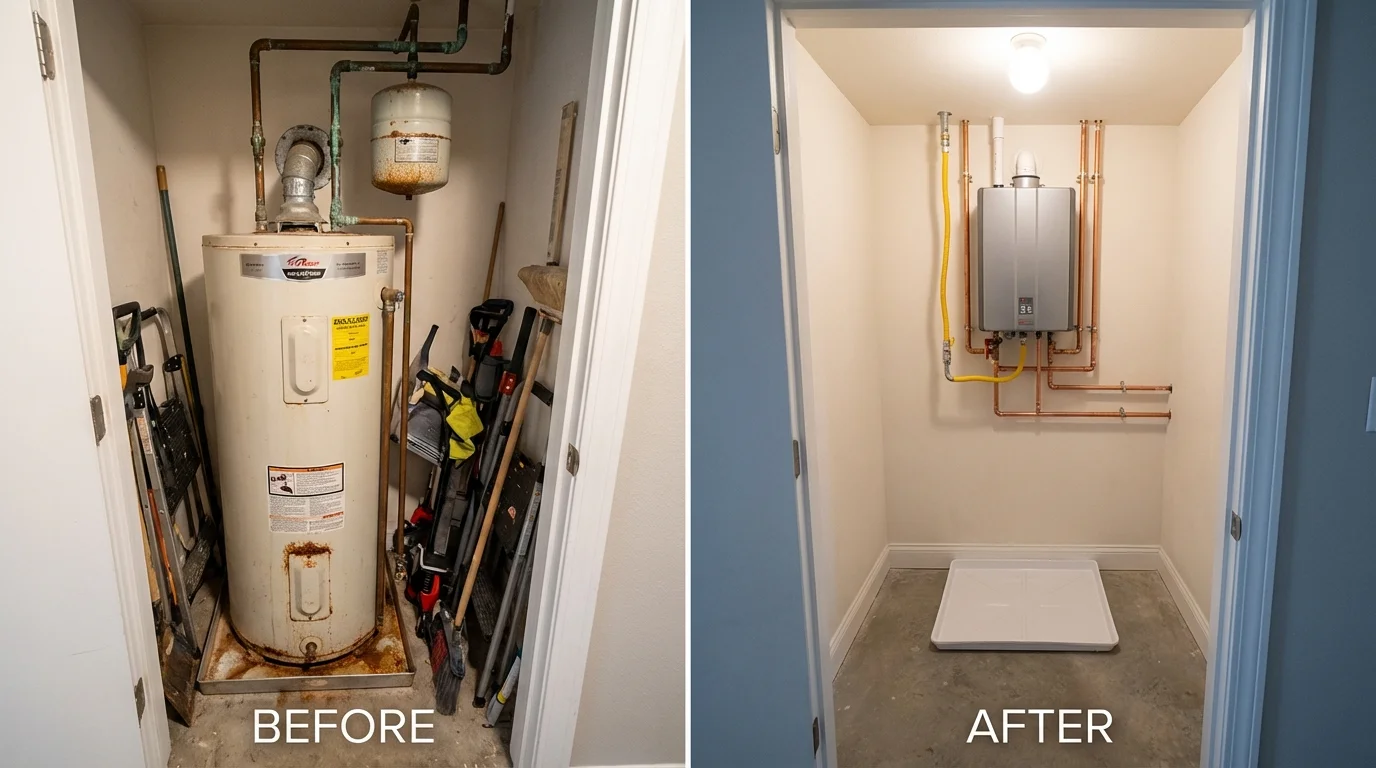 Tank water heater versus wall-mounted tankless unit comparison for Waynesboro, PA homeowners